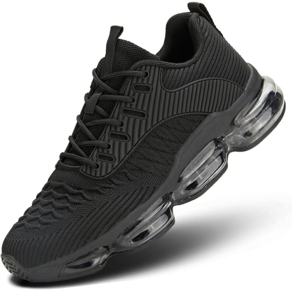 Women's Black Air Cushion Running Shoes Fashion Tennis Sneakers For Gym Fitness